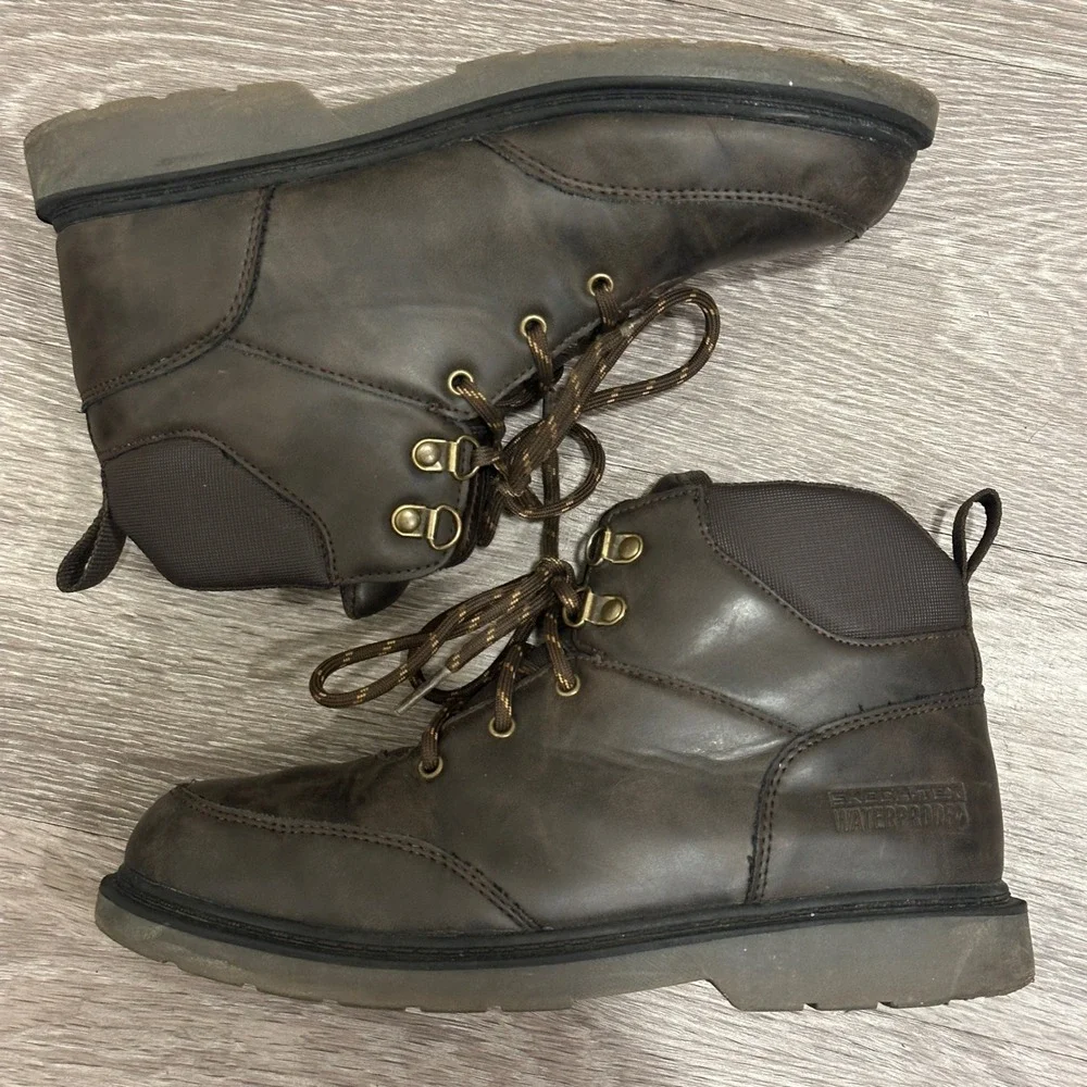 Skechers Skech-Tex Waterproof Boots Brown Ankle Hiking Workwear Utility M6‎ W7.5